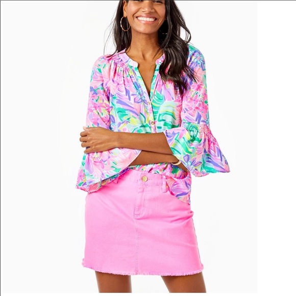 Lilly Pulitzer Dresses & Skirts - Lilly Pulitzer Kooper Denim Skirt Pelican Pink